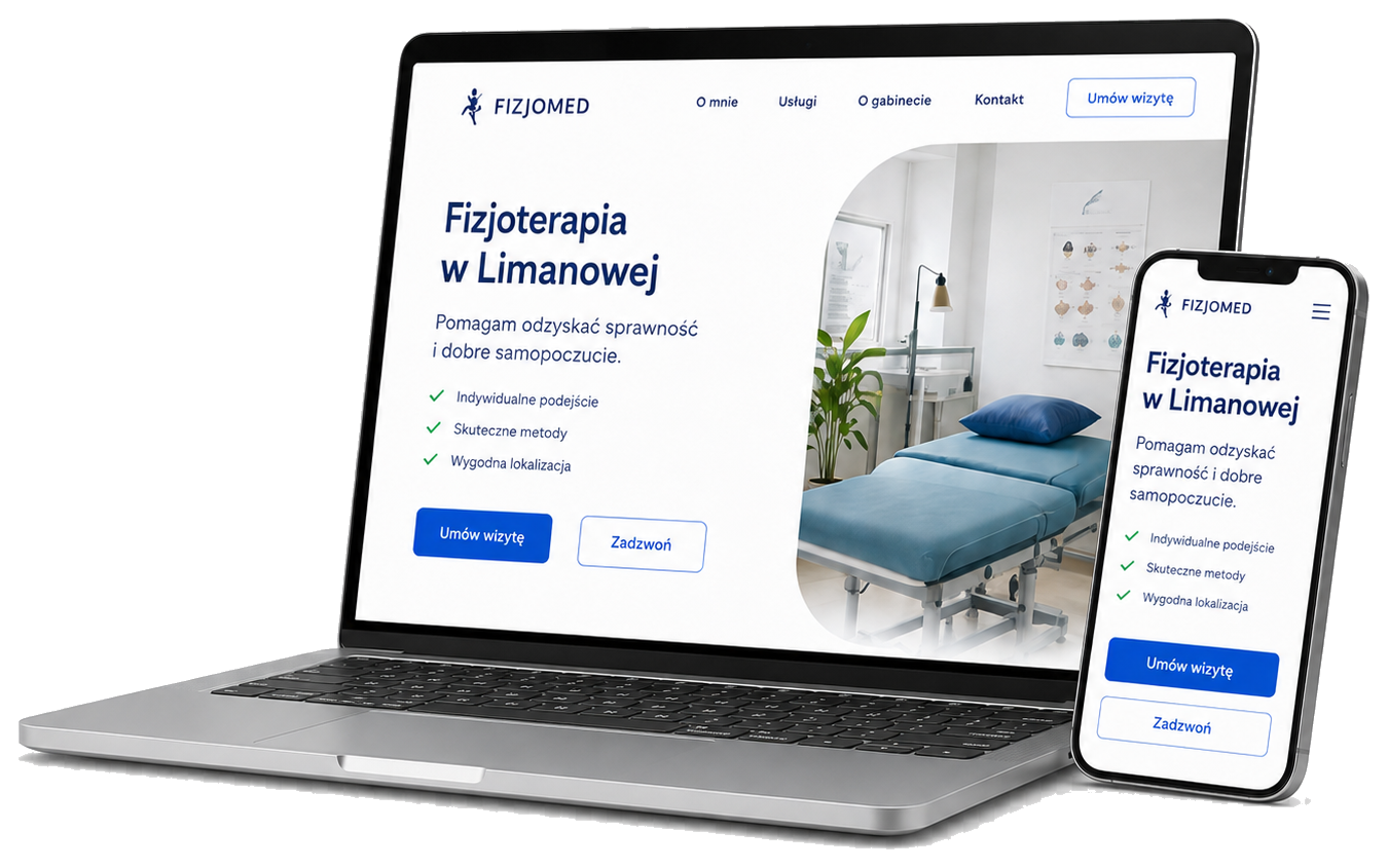 Laptop i telefon z przykładową stroną lokalnej firmy