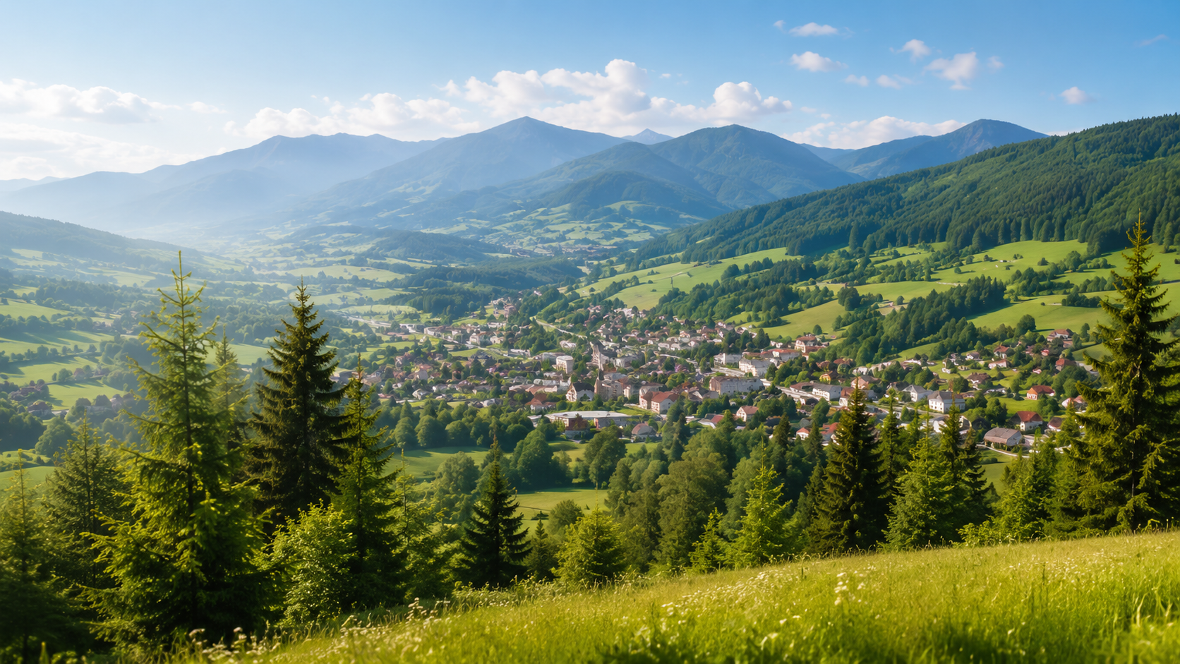 Panorama Limanowej i okolicznych gór